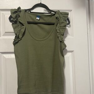 Old Navy Olive Ruffle Sleeve Tank Top